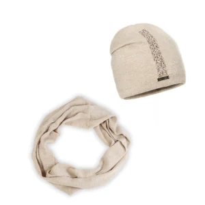 Beige Wool Beanie and Snood Set – Neutral Winter Warmth