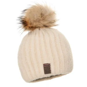 Beige Wool Beanie with Pom Pom – Soft Neutral Warmth