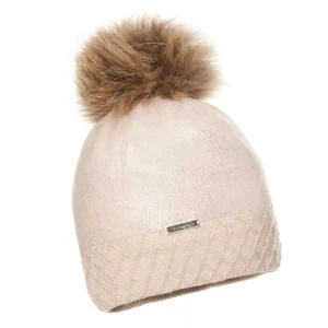 Beige Wool Hat with Pom Pom – Natural Knit Warmth