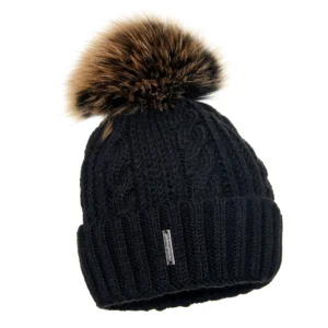 Black Wool Hat with Pom Pom – Classic Winter Warmth