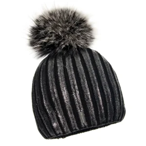 Black Wool Hat with Pom Pom – Timeless Knit Style