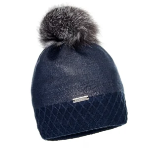 Blue Wool Beanie with Pom Pom – Winter Knit Charm