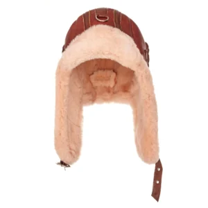 Brown Leather Aviator Bomber Hat