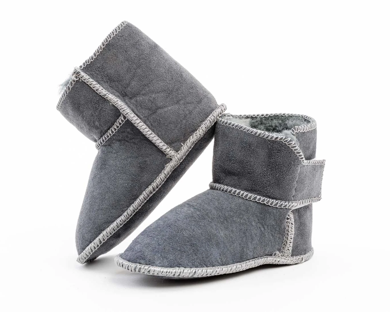Children’s Sheepskin Slippers – Ash Gray Wool Lining - Image 2