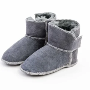 Children’s Sheepskin Slippers – Ash Gray Wool Lining
