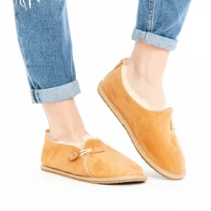 Beige House Slippers with Rubber Sole – Everyday Indoor Safety