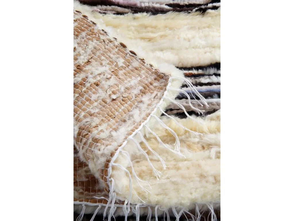 Beige and Brown Sheepskin Rug – Warm Rustic Accent - Image 2