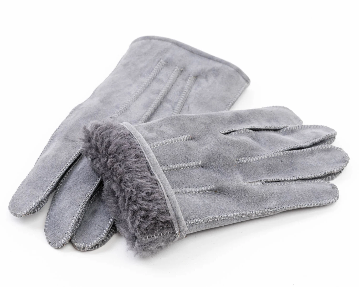 Ash Gray Five-Finger Gloves – Warm Wool Comfort - Image 2