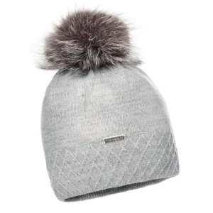 Gray Wool Hat with Pom Pom – Classic Knit Style
