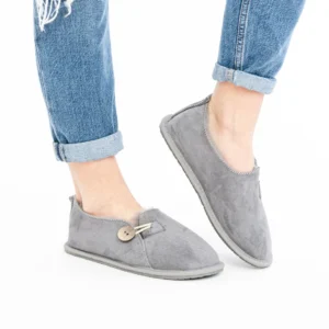 Gray House Slippers with Rubber Sole – Safe Everyday Comfort