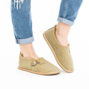 Olive House Slippers with Rubber Sole – Secure Indoor Comfort