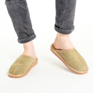 Olive Men’s House Slippers – Natural Indoor Warmth