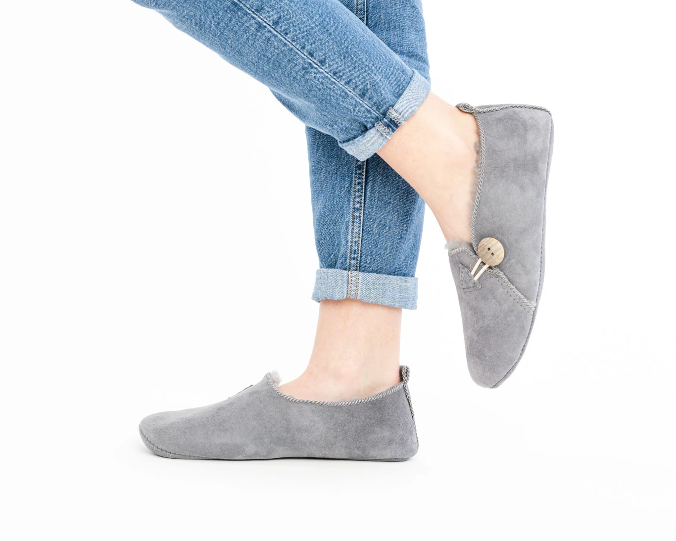 Gray Men’s Leather Slippers – Classic Indoor Comfort - Image 3