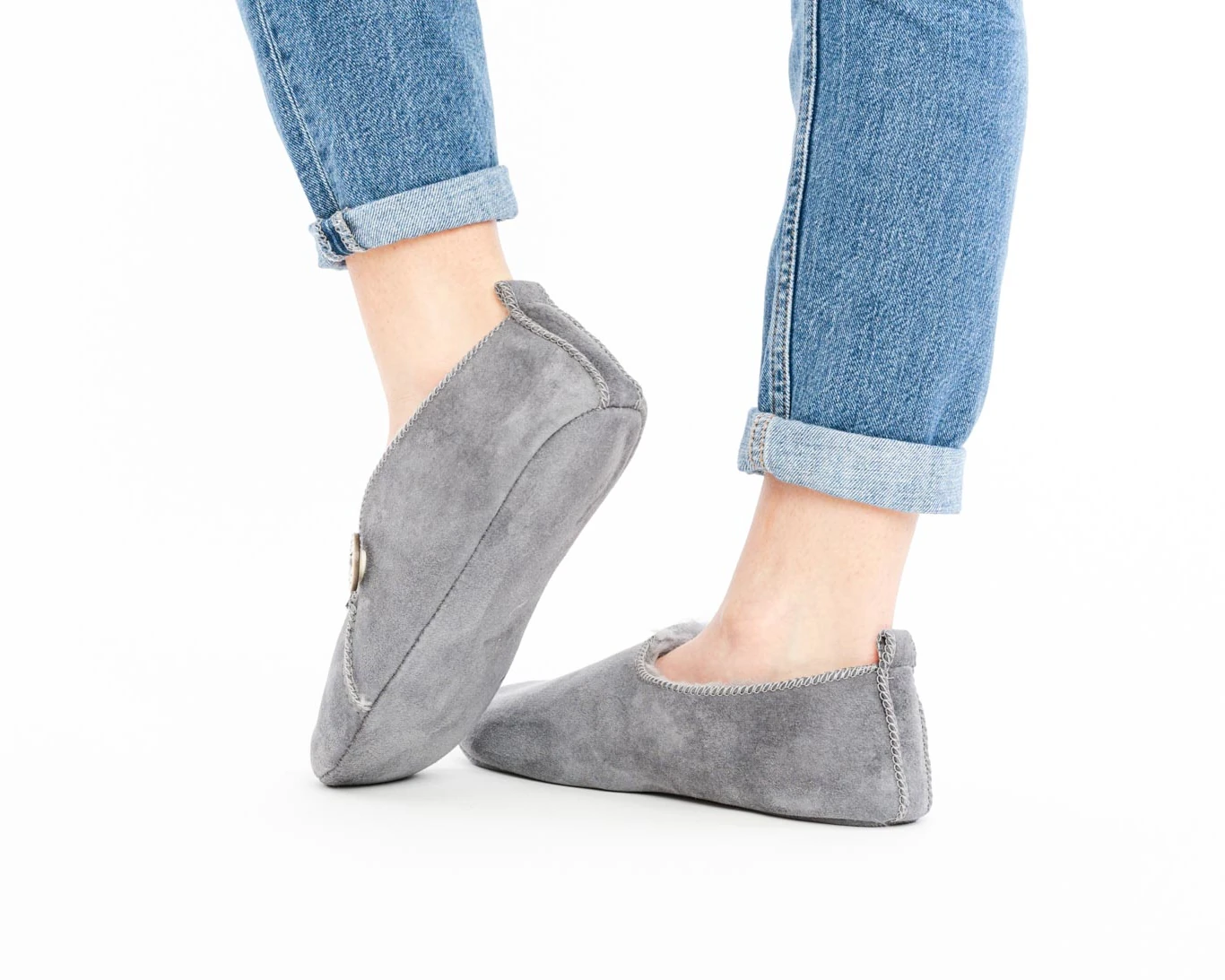 Gray Men’s Leather Slippers – Classic Indoor Comfort - Image 2