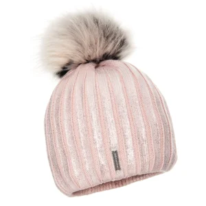 Pink Wool Hat with Pom Pom – Cozy Knit Classic