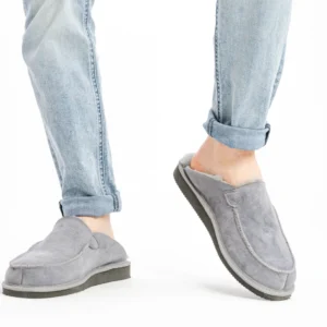 Moccasin Slippers – ash leather – wool lining