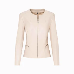 Women's Beige Leather Jacket - Chanel