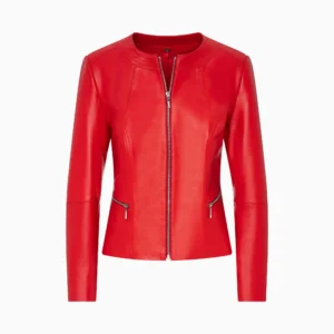 Women's Red Leather Jacket - Chanel
