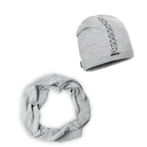 Gray Wool Beanie and Snood Set – Winter Knit Duo