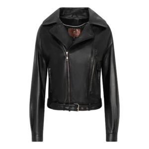 ladies black leather biker jacket - Victoria
