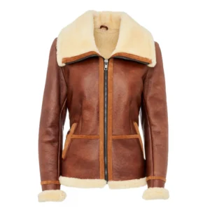 women's brown aviator jacket - penny