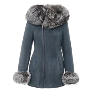 Women’s Dark Gray Shearling Jacket – Elegant Warmth