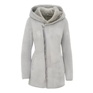 Women's Gray Shearling Jacket - Marzena